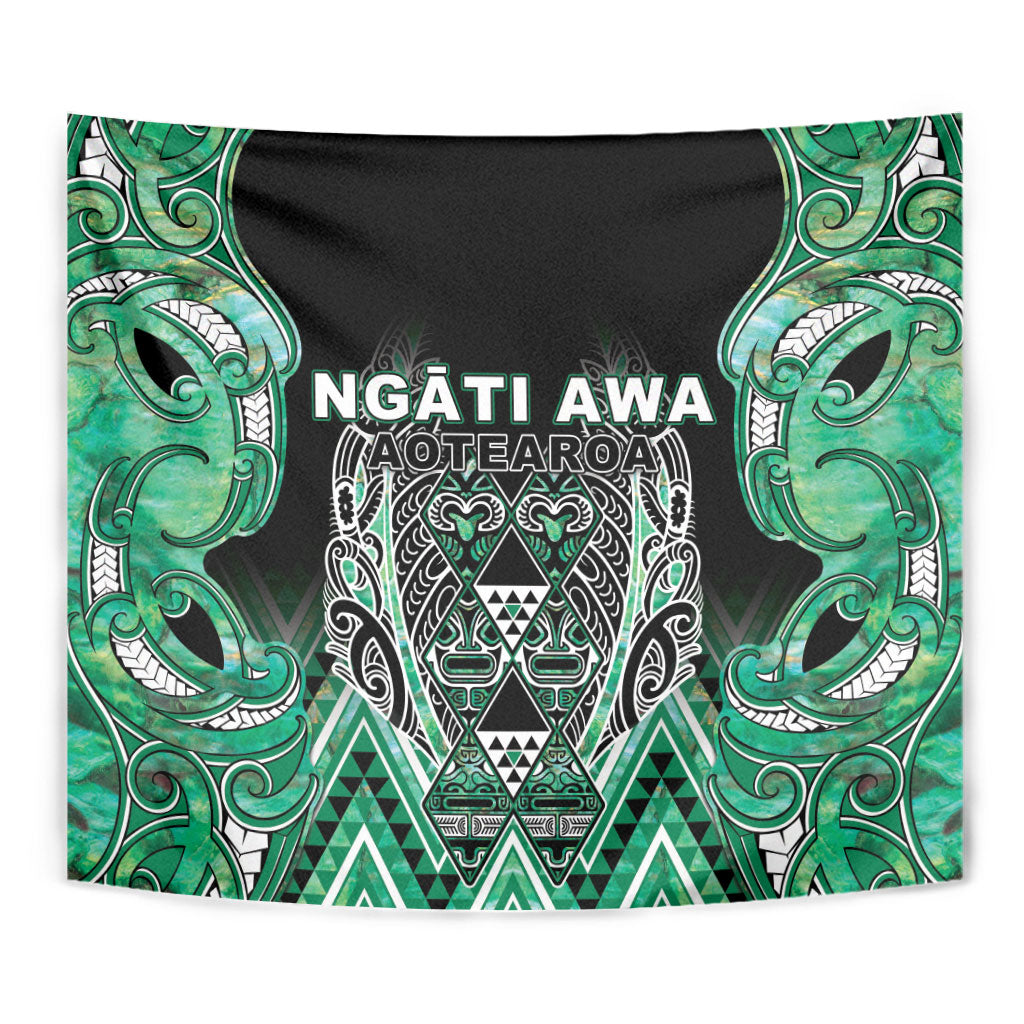 Aotearoa Ngati Awa Tapestry Maori Tribal Green Marble Paua Shell Pattern DT05 - Polynesian Pride