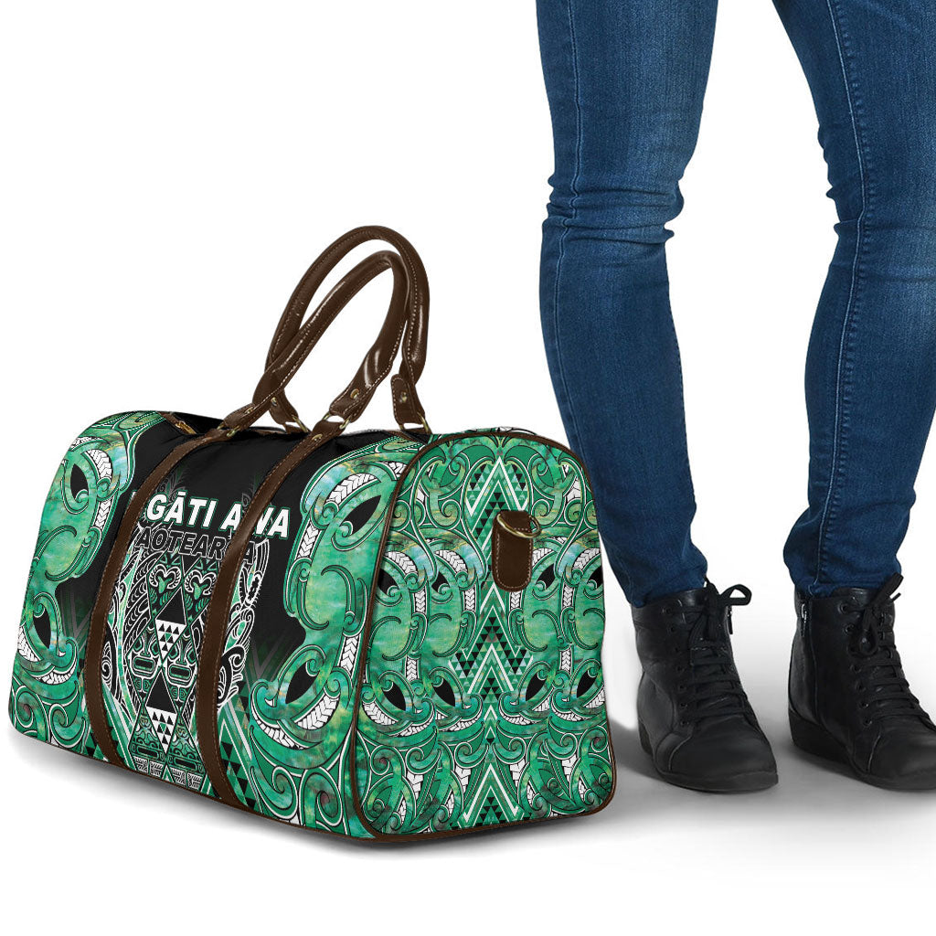 Aotearoa Ngati Awa Travel Bag Maori Tribal Green Marble Paua Shell Pattern DT05 - Polynesian Pride