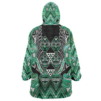 Aotearoa Ngati Awa Wearable Blanket Hoodie Maori Tribal Green Marble Paua Shell Pattern DT05 - Polynesian Pride