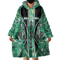 Aotearoa Ngati Awa Wearable Blanket Hoodie Maori Tribal Green Marble Paua Shell Pattern DT05 - Polynesian Pride