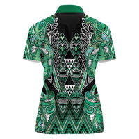 Aotearoa Ngati Awa Women Polo Shirt Maori Tribal Green Marble Paua Shell Pattern DT05 - Polynesian Pride