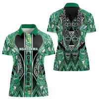 Aotearoa Ngati Awa Women Polo Shirt Maori Tribal Green Marble Paua Shell Pattern DT05 - Polynesian Pride