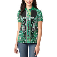 Aotearoa Ngati Awa Women Polo Shirt Maori Tribal Green Marble Paua Shell Pattern DT05 - Polynesian Pride