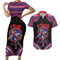 Personalised Samoa Mixed Martial Arts Couples Matching Short Sleeve Bodycon Dress and Hawaiian Shirt Flying Knee Of Samoan - Polynesian Pride