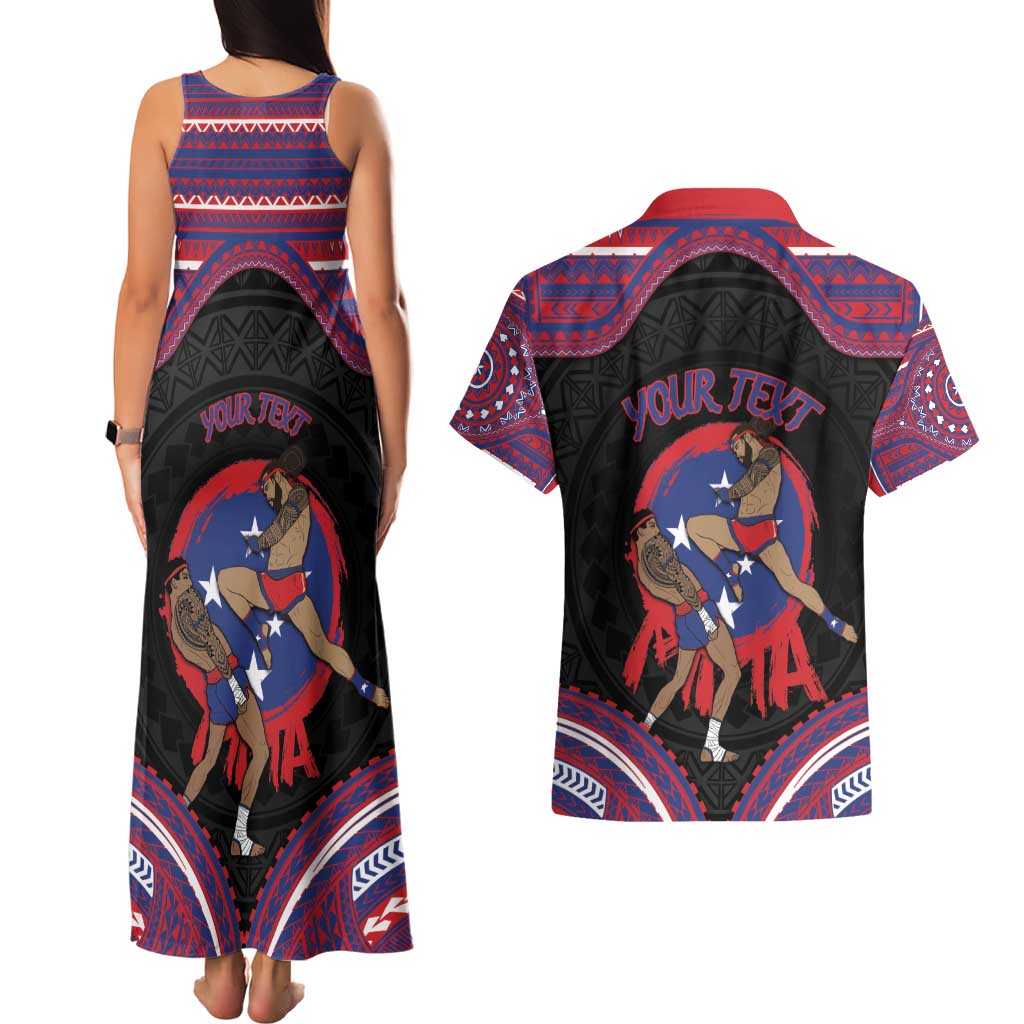 Personalised Samoa Mixed Martial Arts Couples Matching Tank Maxi Dress and Hawaiian Shirt Flying Knee Of Samoan - Polynesian Pride