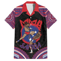 Personalised Samoa Mixed Martial Arts Family Matching Long Sleeve Bodycon Dress and Hawaiian Shirt Flying Knee Of Samoan DT05 Dad's Shirt - Short Sleeve Black - Polynesian Pride