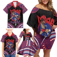 Personalised Samoa Mixed Martial Arts Family Matching Off Shoulder Short Dress and Hawaiian Shirt Flying Knee Of Samoan DT05 - Polynesian Pride