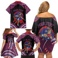 Personalised Samoa Mixed Martial Arts Family Matching Off Shoulder Short Dress and Hawaiian Shirt Flying Knee Of Samoan DT05 - Polynesian Pride