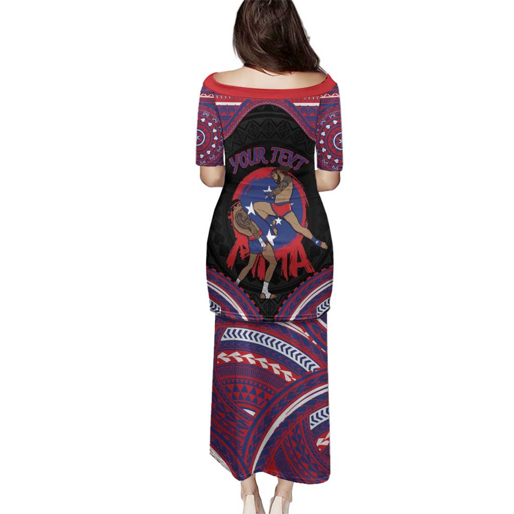 Personalised Samoa Mixed Martial Arts Family Matching Puletasi and Hawaiian Shirt Flying Knee Of Samoan - Polynesian Pride