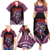 Personalised Samoa Mixed Martial Arts Family Matching Summer Maxi Dress and Hawaiian Shirt Flying Knee Of Samoan DT05 - Polynesian Pride