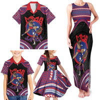 Personalised Samoa Mixed Martial Arts Family Matching Tank Maxi Dress and Hawaiian Shirt Flying Knee Of Samoan DT05 - Polynesian Pride