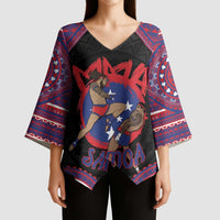 Personalised Samoa Mixed Martial Arts Kimono Sleeve Blouse Flying Knee Of Samoan - Polynesian Pride