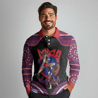 Personalised Samoa Mixed Martial Arts Long Sleeve Polo Shirt Flying Knee Of Samoan - Polynesian Pride
