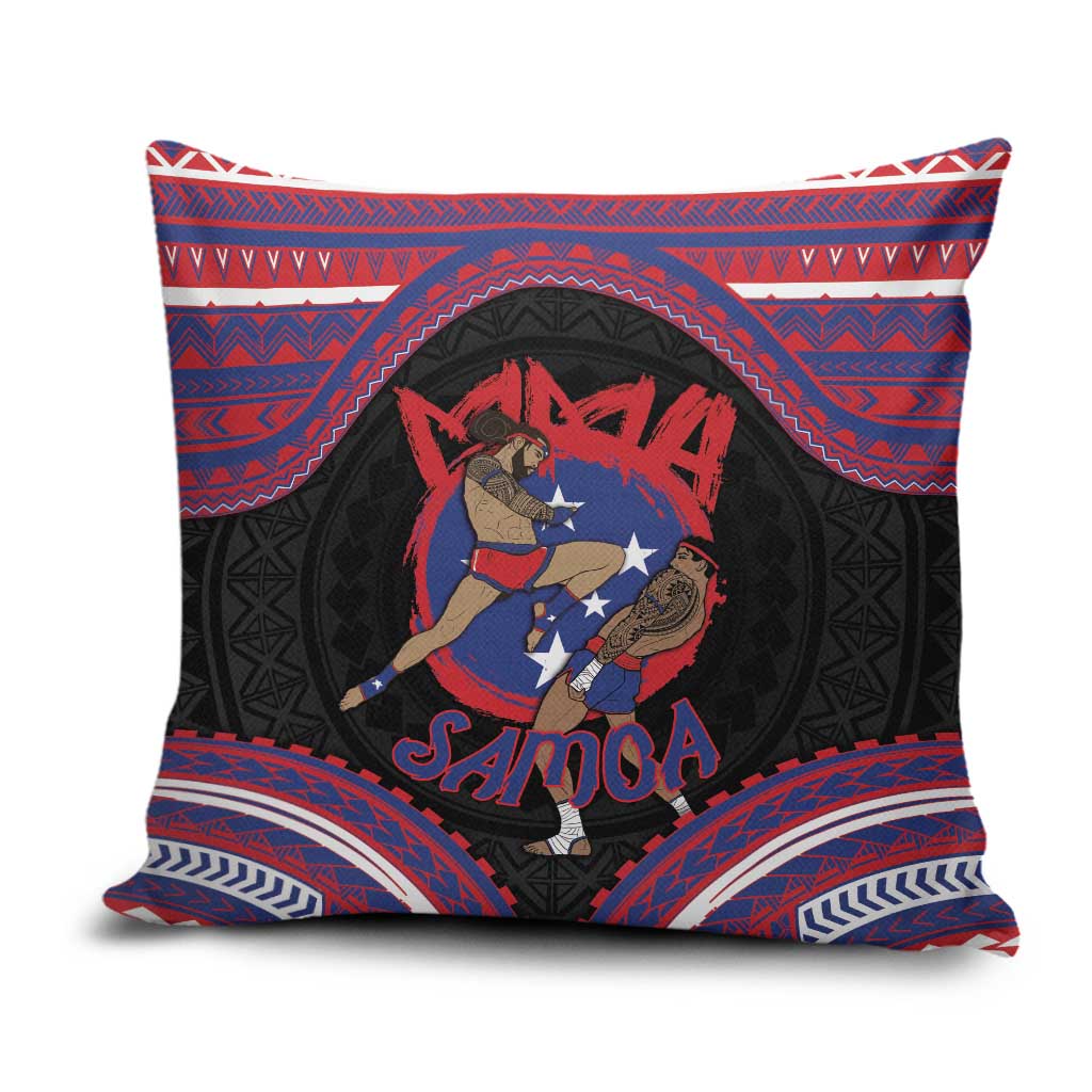 Samoa Mixed Martial Arts Pillow Cover Flying Knee Of Samoan DT05 Black - Polynesian Pride