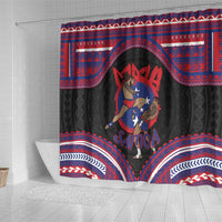 Samoa Mixed Martial Arts Shower Curtain Flying Knee Of Samoan - Polynesian Pride