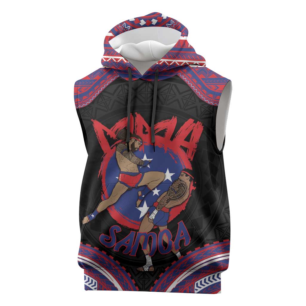 Personalised Samoa Mixed Martial Arts Sleeveless Hoodie Flying Knee Of Samoan - Polynesian Pride