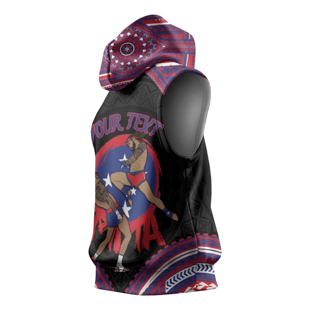 Personalised Samoa Mixed Martial Arts Sleeveless Hoodie Flying Knee Of Samoan - Polynesian Pride