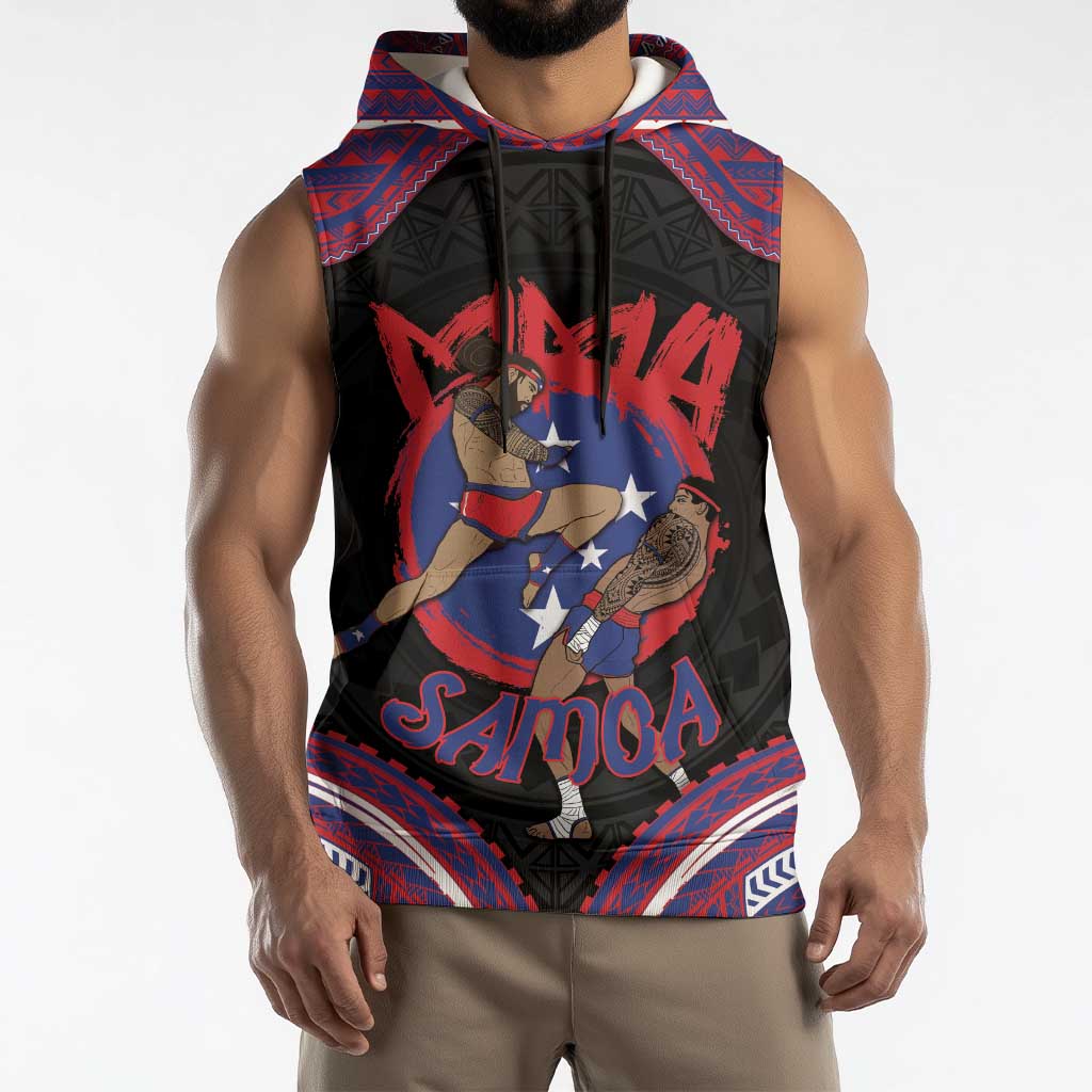 Personalised Samoa Mixed Martial Arts Sleeveless Hoodie Flying Knee Of Samoan - Polynesian Pride