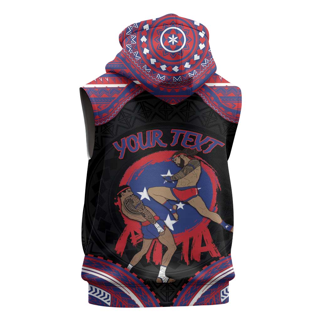 Personalised Samoa Mixed Martial Arts Sleeveless Zip Hoodie Flying Knee Of Samoan - Polynesian Pride