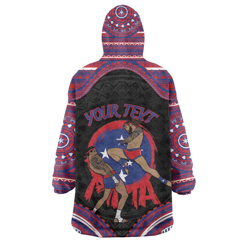 Personalised Samoa Mixed Martial Arts Wearable Blanket Hoodie Flying Knee Of Samoan - Polynesian Pride