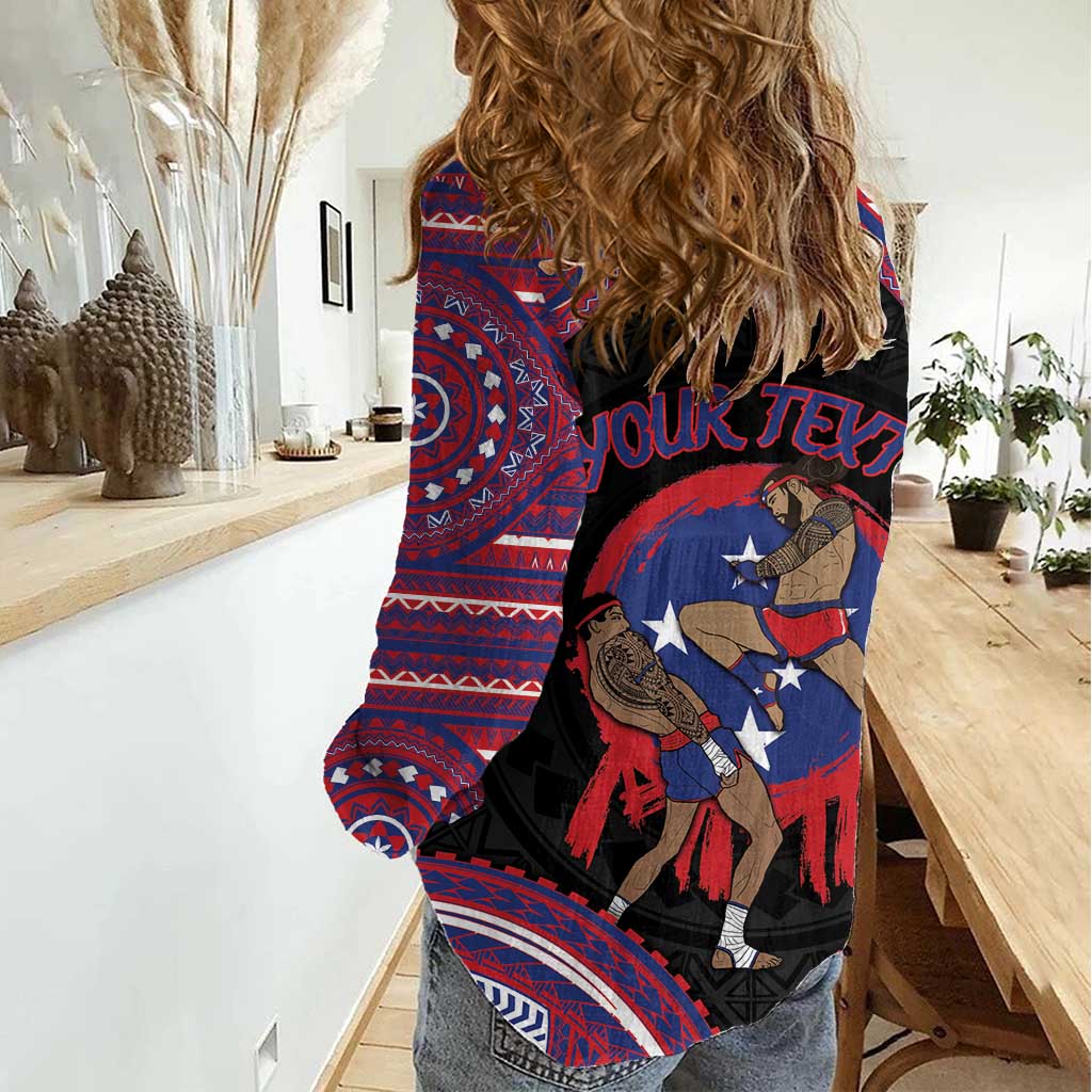 Personalised Samoa Mixed Martial Arts Women Casual Shirt Flying Knee Of Samoan - Polynesian Pride