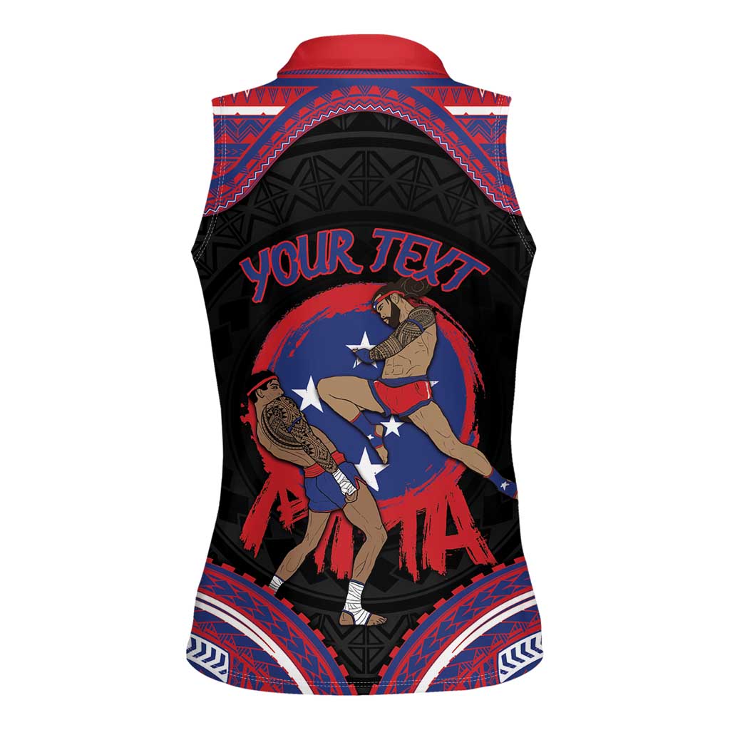 Personalised Samoa Mixed Martial Arts Women Sleeveless Polo Shirt Flying Knee Of Samoan - Polynesian Pride