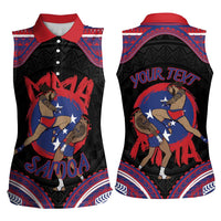Personalised Samoa Mixed Martial Arts Women Sleeveless Polo Shirt Flying Knee Of Samoan - Polynesian Pride