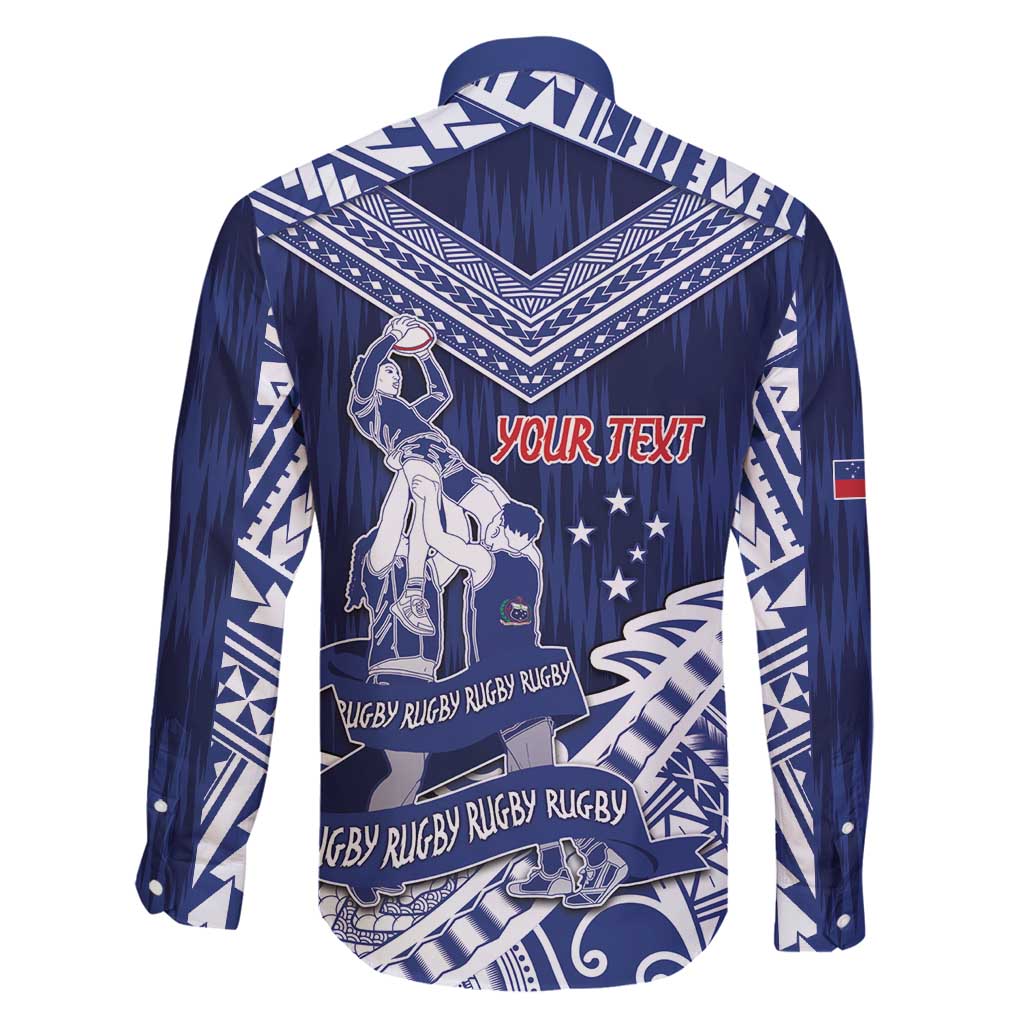 Personalised Samoa Rugby Family Matching Off Shoulder Maxi Dress and Hawaiian Shirt Pacific Warrior Glory - Polynesian Pride
