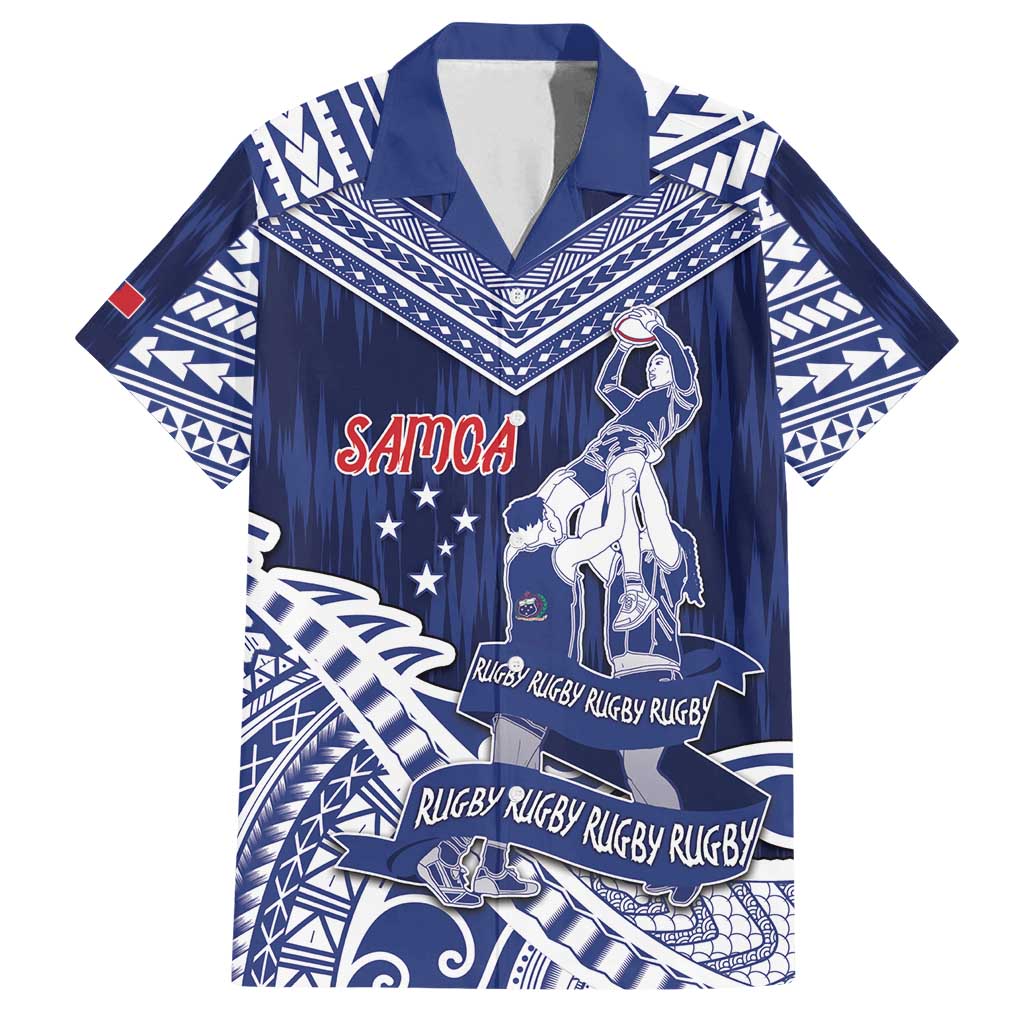 Personalised Samoa Rugby Family Matching Off Shoulder Short Dress and Hawaiian Shirt Pacific Warrior Glory - Polynesian Pride