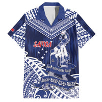 Personalised Samoa Rugby Family Matching Off Shoulder Short Dress and Hawaiian Shirt Pacific Warrior Glory - Polynesian Pride