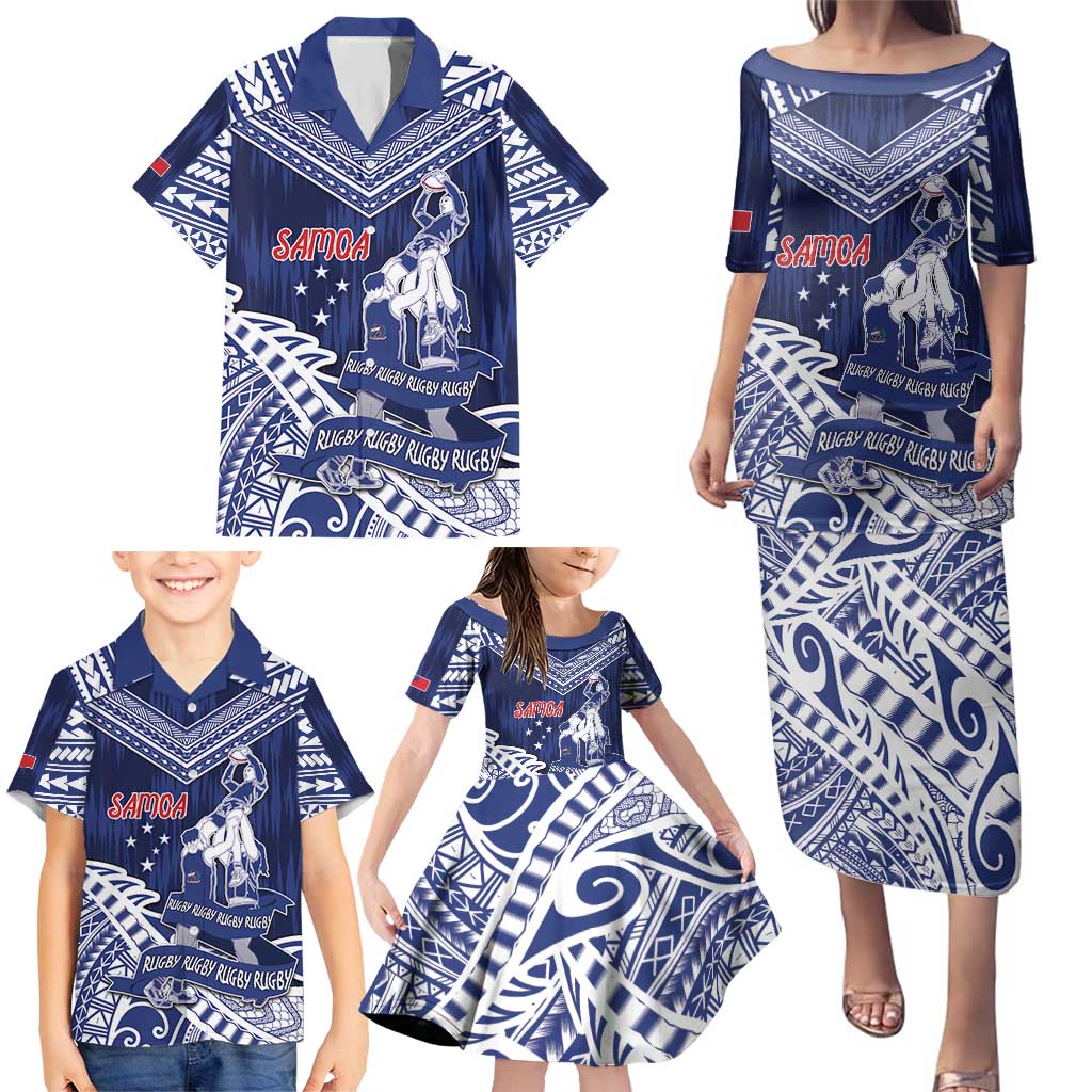 Personalised Samoa Rugby Family Matching Puletasi and Hawaiian Shirt Pacific Warrior Glory DT05 - Polynesian Pride