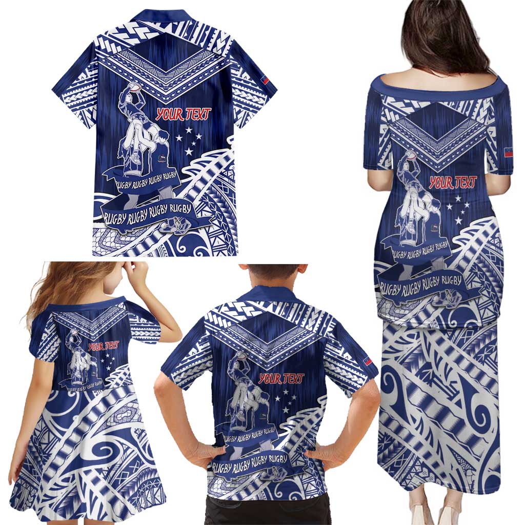 Personalised Samoa Rugby Family Matching Puletasi and Hawaiian Shirt Pacific Warrior Glory DT05 - Polynesian Pride