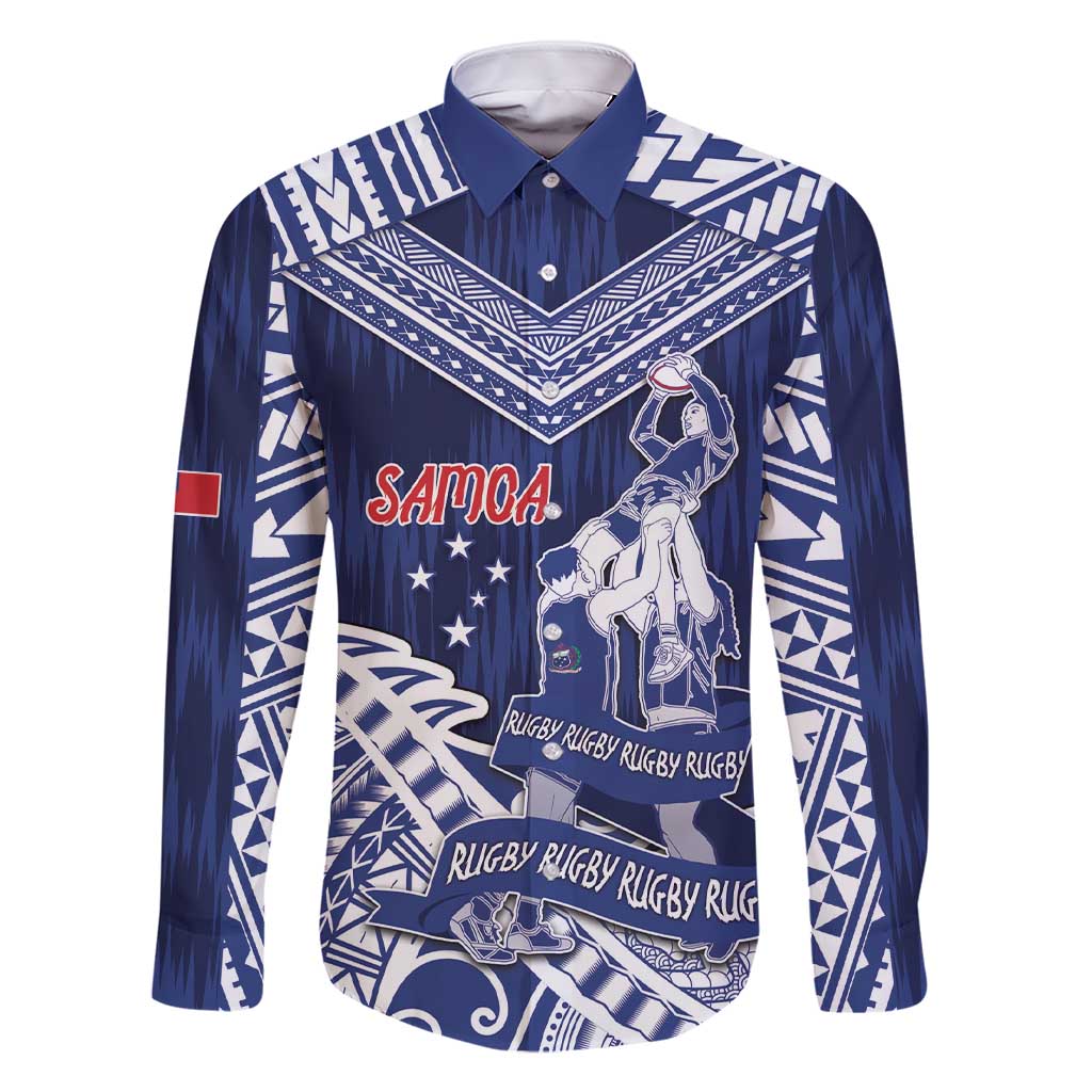 Personalised Samoa Rugby Family Matching Short Sleeve Bodycon Dress and Hawaiian Shirt Pacific Warrior Glory - Polynesian Pride