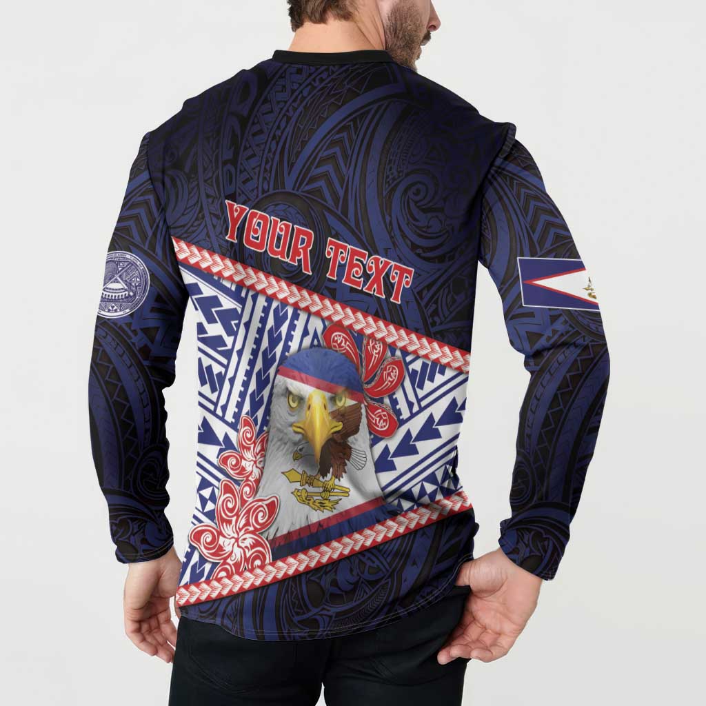 Personalized American Samoa Button Sweatshirt Bald Eagle With Polynesian Pattern DT05 - Polynesian Pride