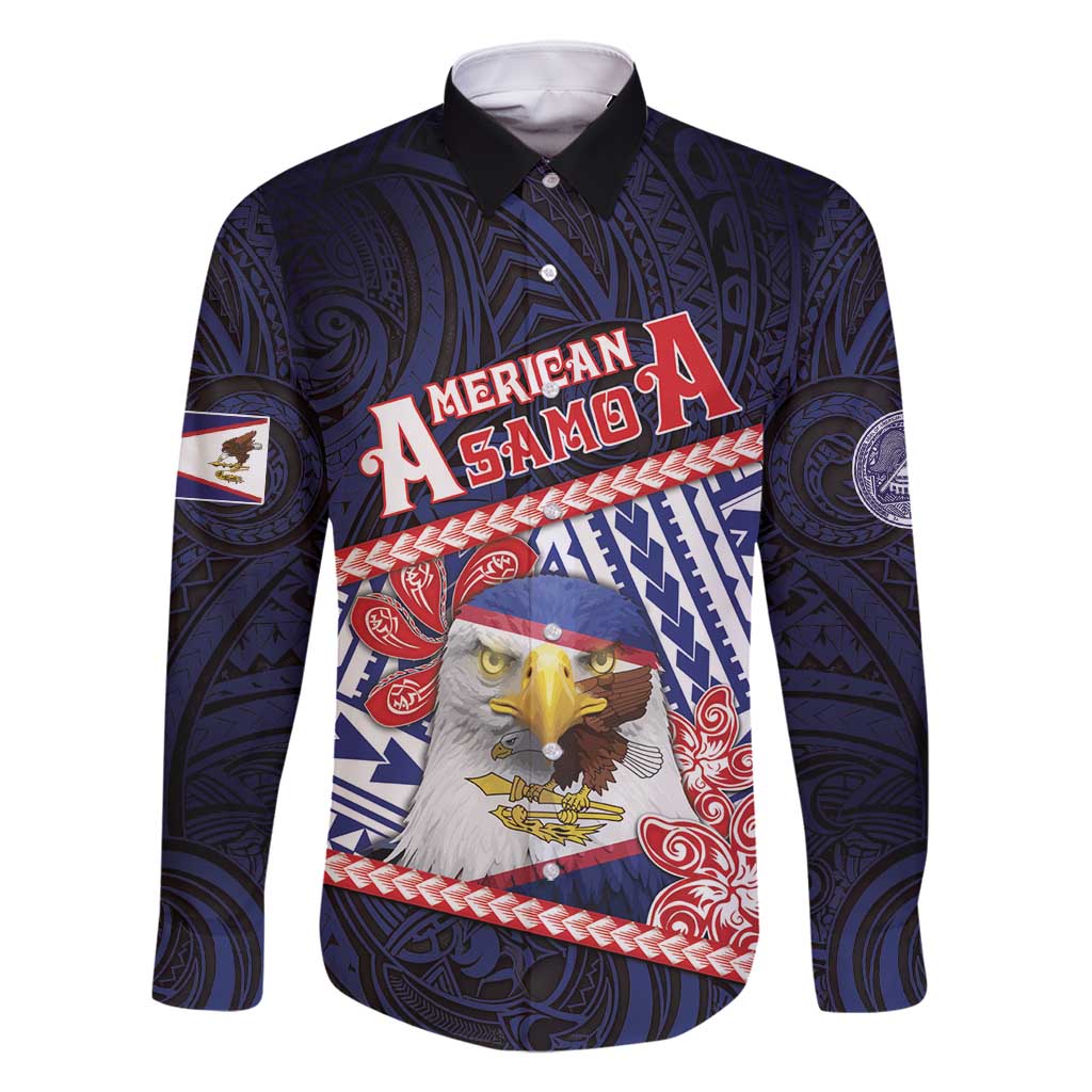 Personalized American Samoa Family Matching Off Shoulder Short Dress and Hawaiian Shirt Bald Eagle With Polynesian Pattern - Polynesian Pride