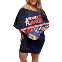 Personalized American Samoa Family Matching Off Shoulder Short Dress and Hawaiian Shirt Bald Eagle With Polynesian Pattern - Polynesian Pride