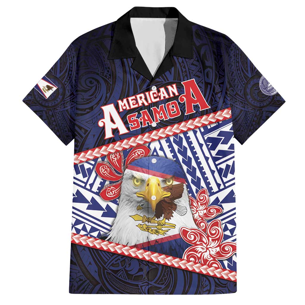 Personalized American Samoa Hawaiian Shirt Bald Eagle With Polynesian Pattern - Polynesian Pride