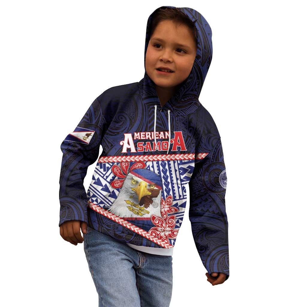 Personalized American Samoa Kid Hoodie Bald Eagle With Polynesian Pattern - Polynesian Pride