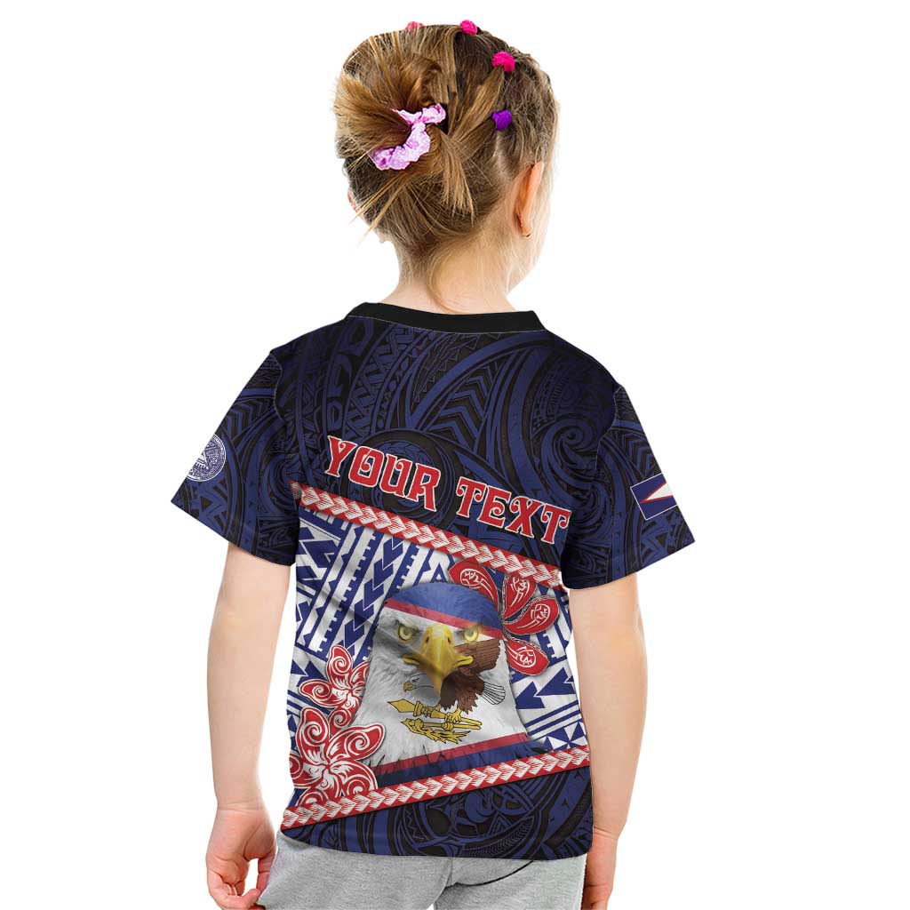 Personalized American Samoa Kid T Shirt Bald Eagle With Polynesian Pattern - Polynesian Pride