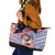 American Samoa Leather Tote Bag Bald Eagle With Polynesian Pattern - Polynesian Pride