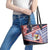 American Samoa Leather Tote Bag Bald Eagle With Polynesian Pattern - Polynesian Pride