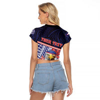 Personalized American Samoa Raglan Cropped T Shirt Bald Eagle With Polynesian Pattern DT05 - Polynesian Pride