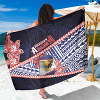 American Samoa Sarong Bald Eagle With Polynesian Pattern DT05 One Size 44 x 66 inches Navy - Polynesian Pride