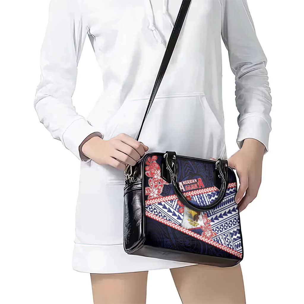 American Samoa Shoulder Handbag Bald Eagle With Polynesian Pattern - Polynesian Pride