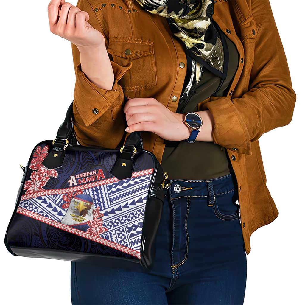American Samoa Shoulder Handbag Bald Eagle With Polynesian Pattern - Polynesian Pride