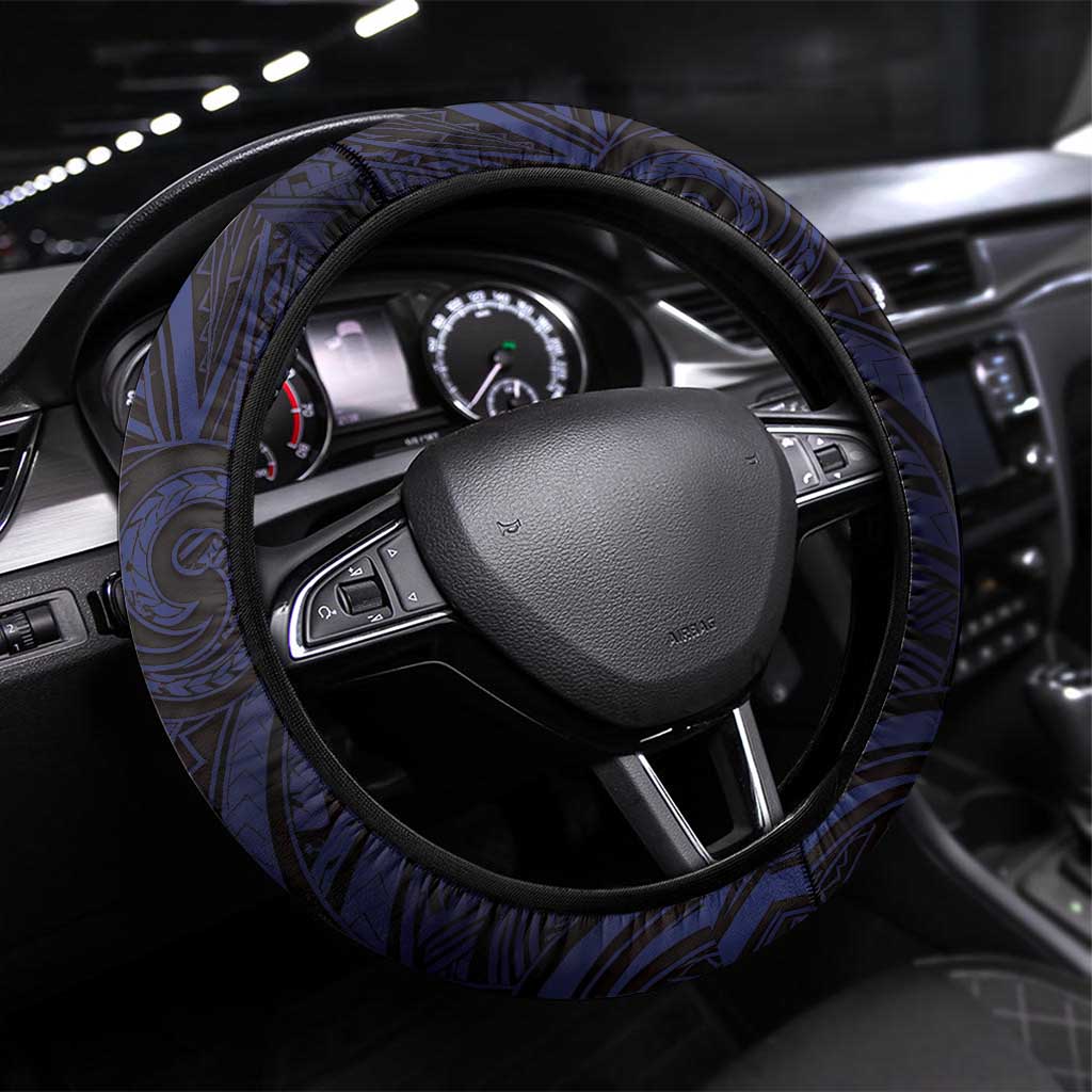 American Samoa Steering Wheel Cover Bald Eagle With Polynesian Pattern - Polynesian Pride