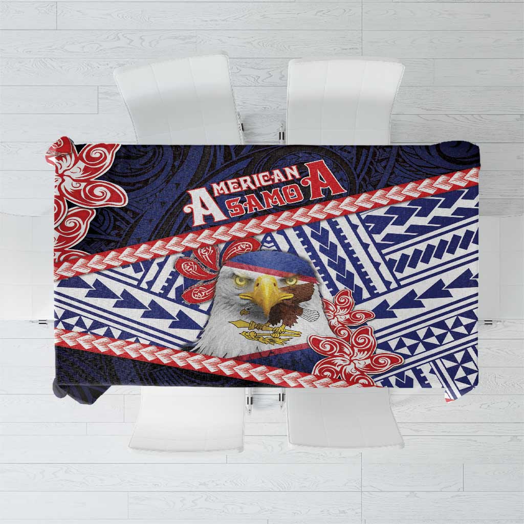 American Samoa Tablecloth Bald Eagle With Polynesian Pattern DT05 Navy - Polynesian Pride