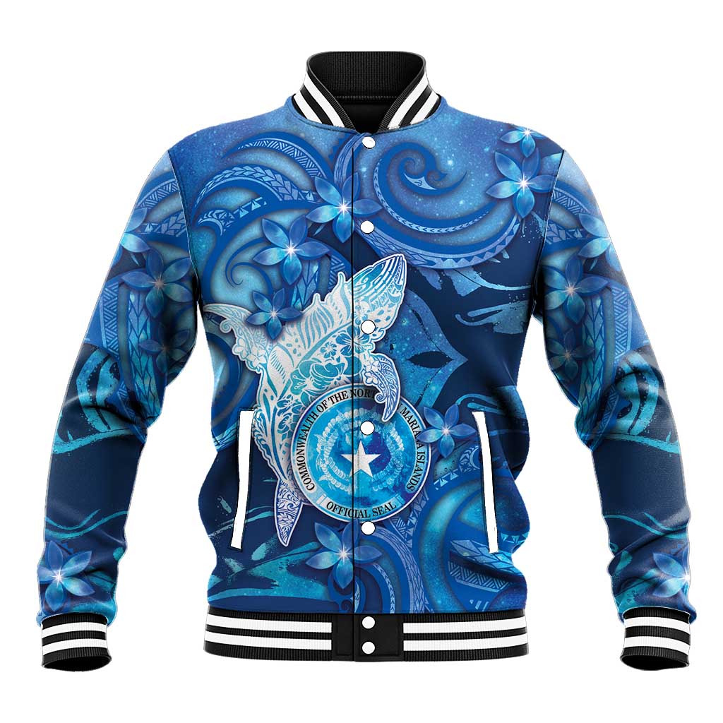 Personalised Northern Mariana Islands Baseball Jacket Galaxy Polynesian Shark Tattoo DT05 Unisex Blue - Polynesian Pride