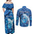 Personalised Northern Mariana Islands Couples Matching Off Shoulder Maxi Dress and Long Sleeve Button Shirt Galaxy Polynesian Shark Tattoo - Polynesian Pride