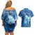 Personalised Northern Mariana Islands Couples Matching Off Shoulder Short Dress and Hawaiian Shirt Galaxy Polynesian Shark Tattoo - Polynesian Pride